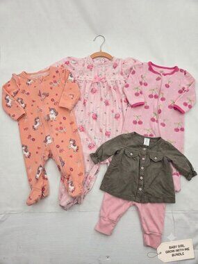 Baby Girl Sleep & Play Bundle - 4-Piece Lot with 90s Vintage Nightie!